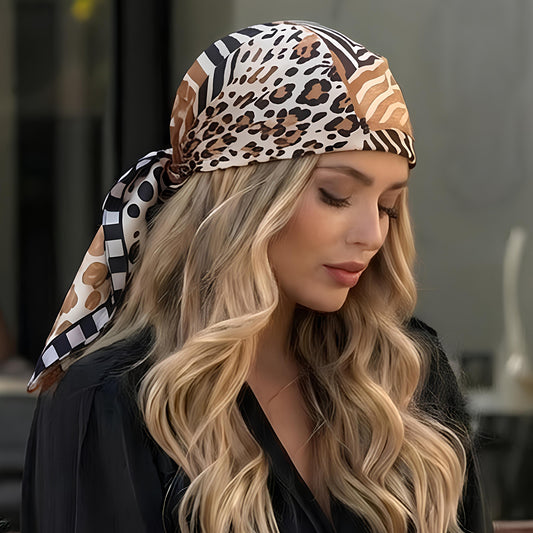 Foulard carré toucher soie Safari Mosaic 70x70cm