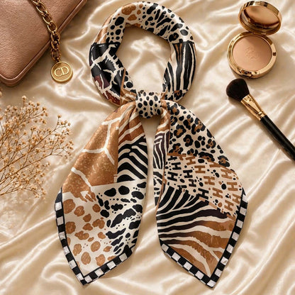 Foulard carré toucher soie Safari Mosaic 70x70cm