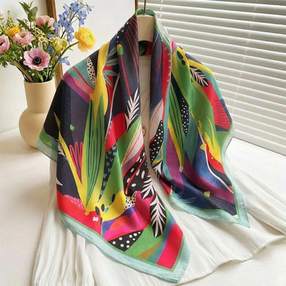 Foulard carré toucher soie Palette Tropicale 70 x 70 cm