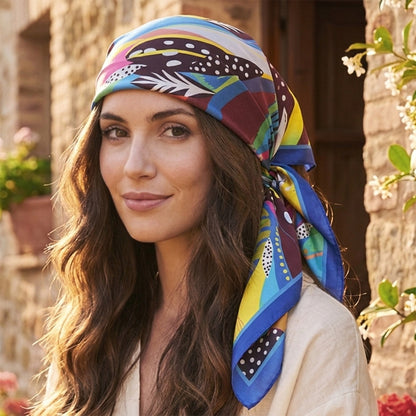 Foulard carré toucher soie Canopée Colorée 70 x 70 cm