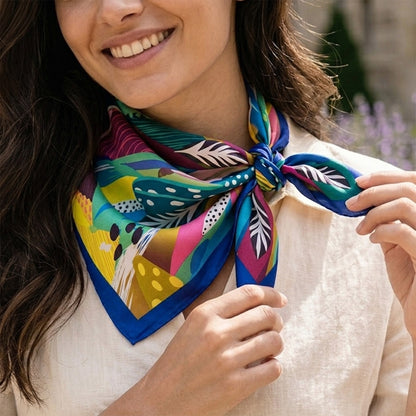 Foulard carré toucher soie Canopée Colorée 70 x 70 cm