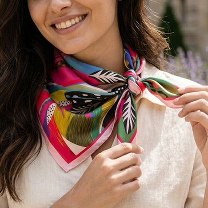 Foulard carré toucher soie Éclat du Jour 70 x 70 cm