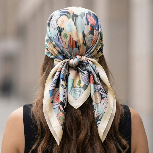Foulard carré toucher soie Jardin Enchanté 70x70cm