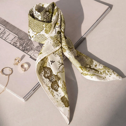 Foulard carré toucher soie Jardin Frais 70x70cm