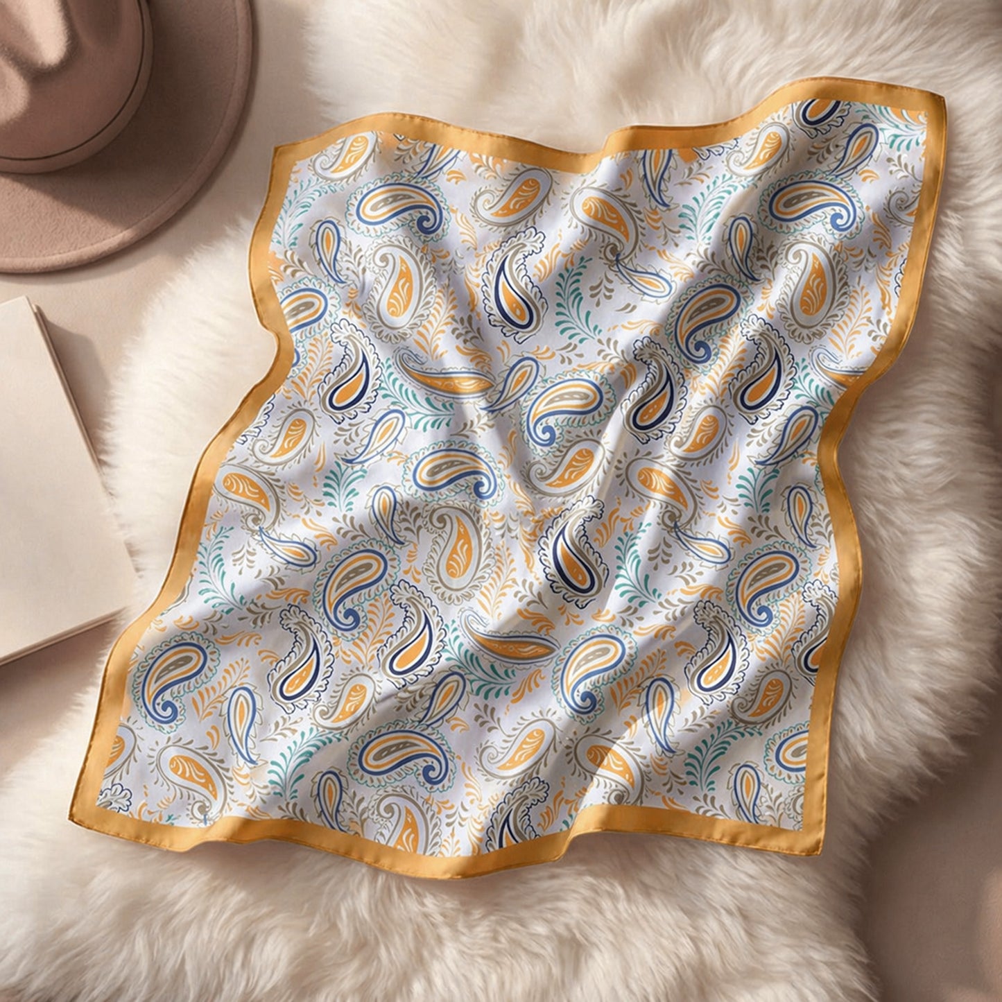 Foulard carré toucher soie Esprit Cachemire 70x70cm