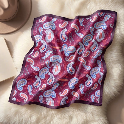 Foulard carré toucher soie Éclats Carmin 70x70cm