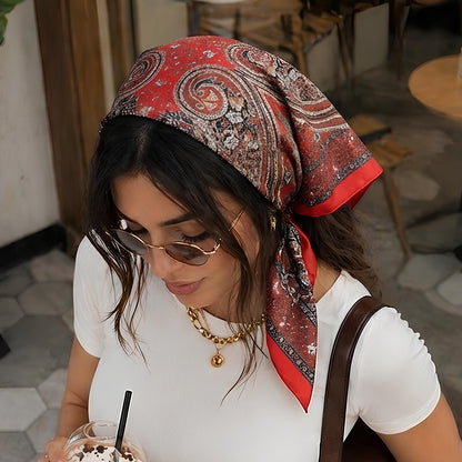 Foulard carré toucher soie Crimson Baroque 70x70cm