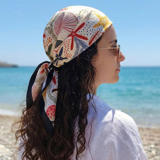 Foulard carré toucher soie Costa Marina 70x70cm