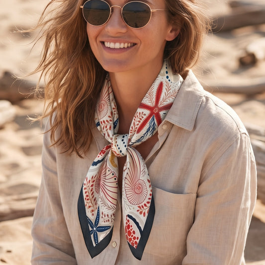 Foulard carré toucher soie Costa Marina 70x70cm