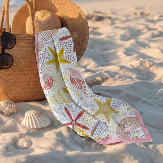 Foulard carré toucher soie Positano Blush 70x70cm
