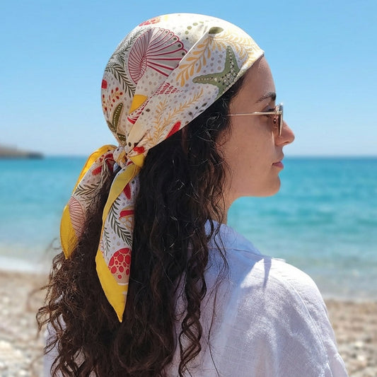 Foulard carré toucher soie Costa Dorada 70x70cm
