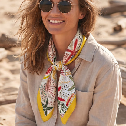 Foulard carré toucher soie Costa Dorada 70x70cm
