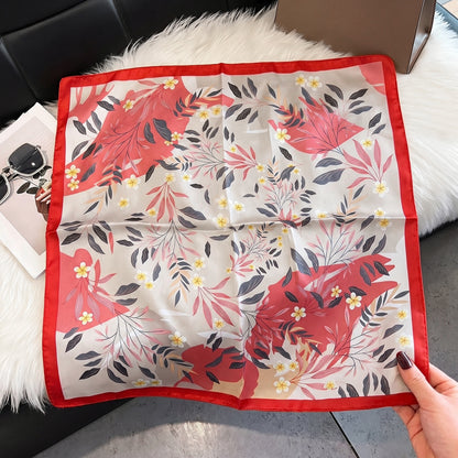 Foulard carré toucher soie Bloom Rosso 70x70cm