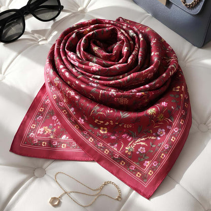 Foulard carré toucher soie Bloom Passion 70x70cm