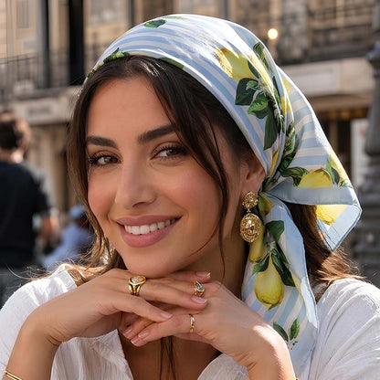 Foulard carré toucher soie Lemon Splash 70x70cm