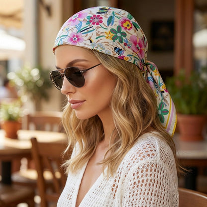 Foulard carré toucher soie Floral Fiesta 70x70cm