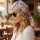 Foulard carré toucher soie Blush Garden 70x70cm