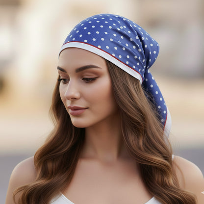 Foulard carré toucher soie Riviera Navy - 70 x 70 cm