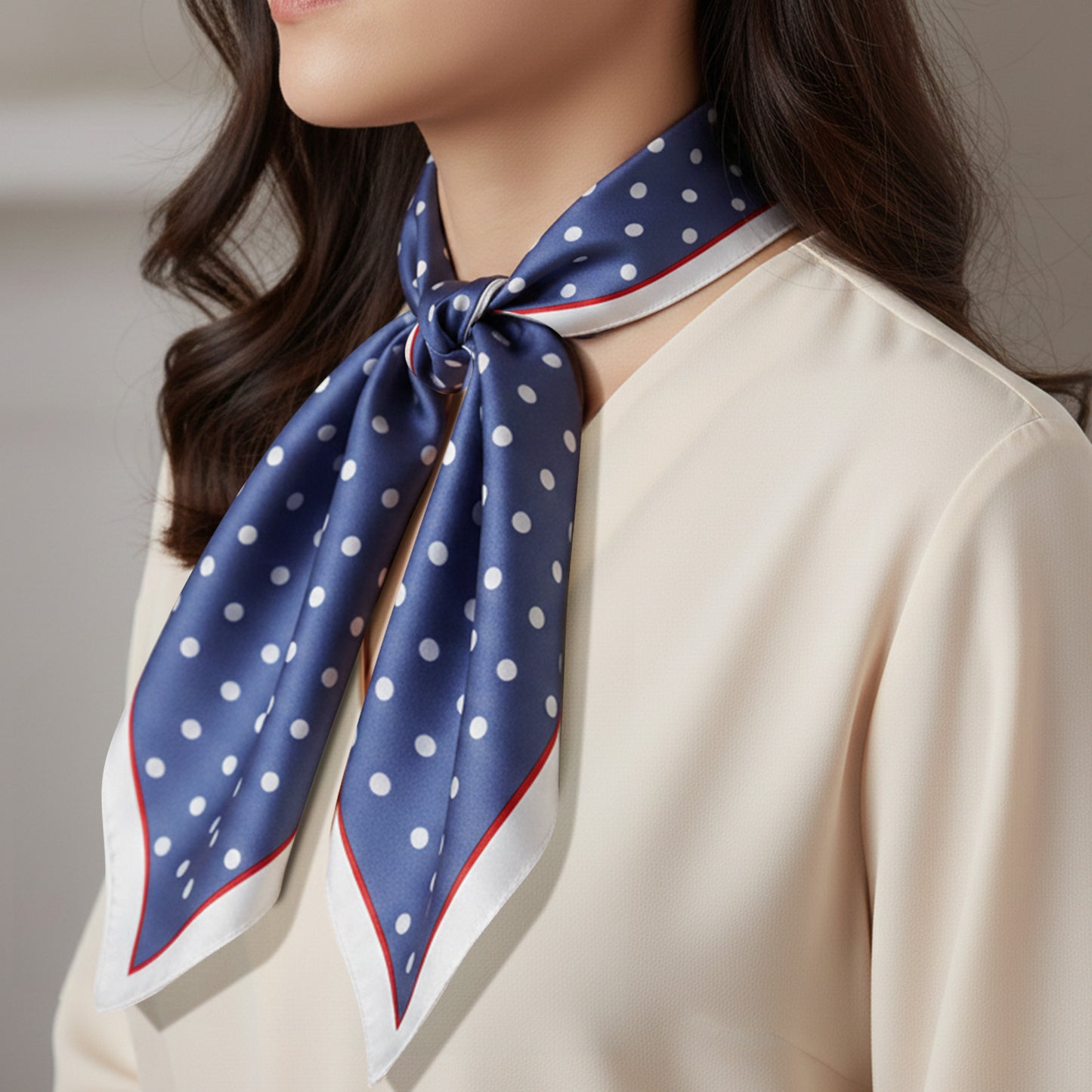 Foulard carré toucher soie Riviera Navy - 70 x 70 cm