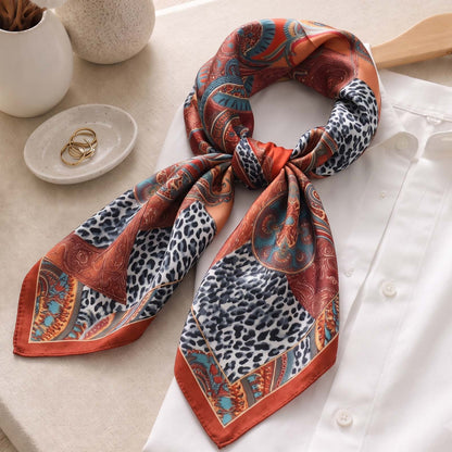 Foulard carré floral effet soie Jardin d'Orient 90 x 90 cm