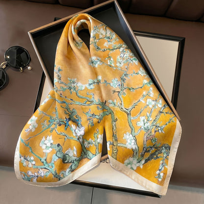 Foulard carré toucher soie Golden Hour 70x70cm