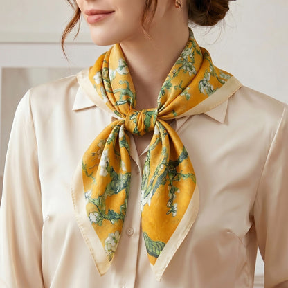 Foulard carré toucher soie Golden Hour 70x70cm
