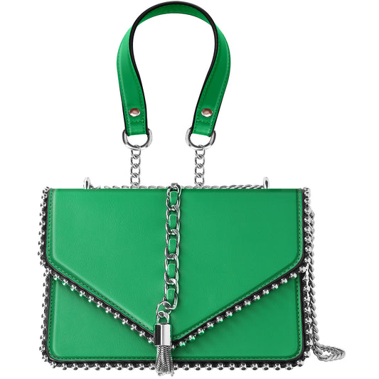 Sac à Main Clouté à Anse en Chaîne Métallique Le Petit Flâneur Vert