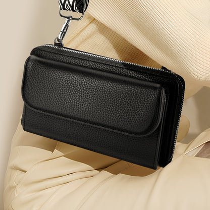 Sac Portefeuille Bandoulière en Cuir Salomé Noir