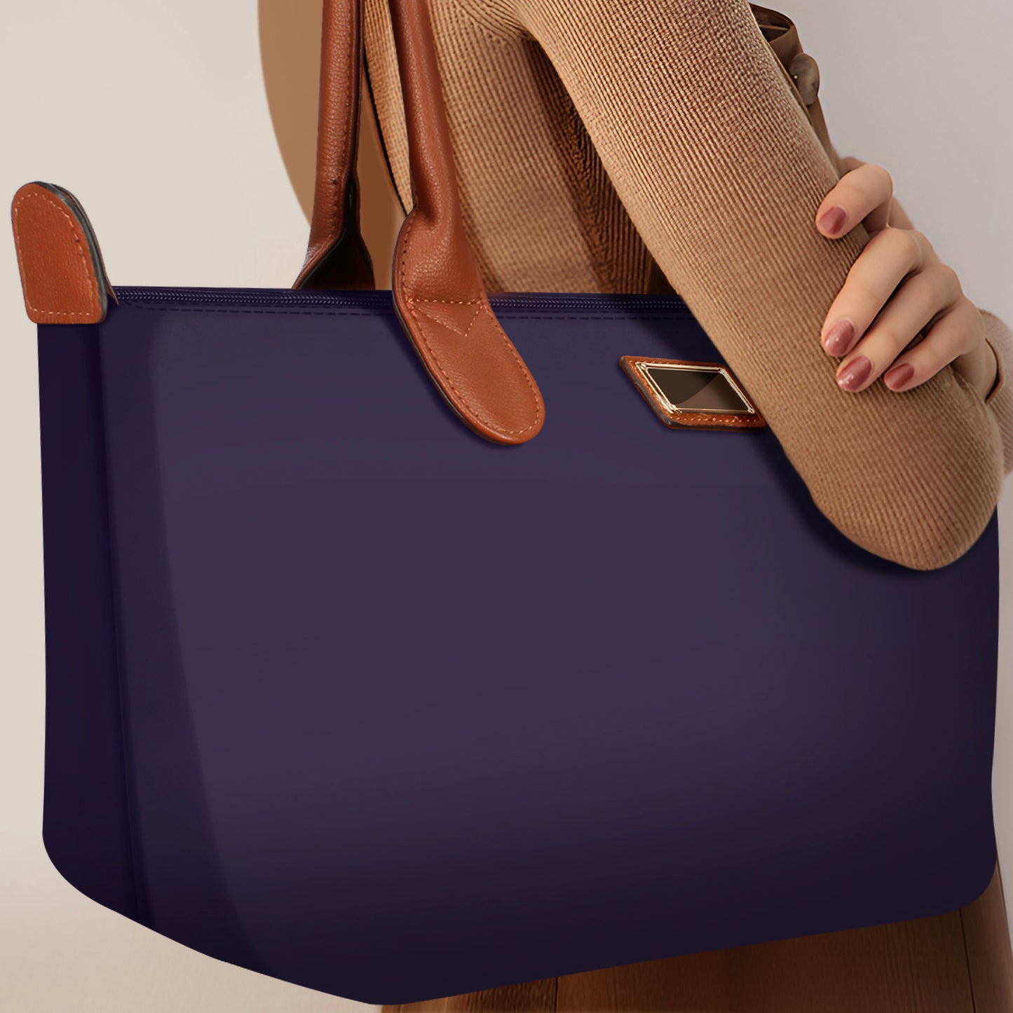 Sac à Main Shopper Maxi en Tissu Lisse Flanéria Rose Champagne