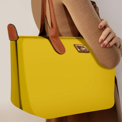 Sac à Main Shopper Medium en Tissu Lisse Flanéria Jaune