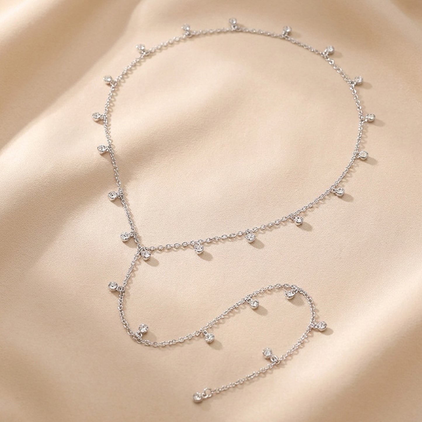 Collier de Tête Chaîne Argentée Perles Scintillantes