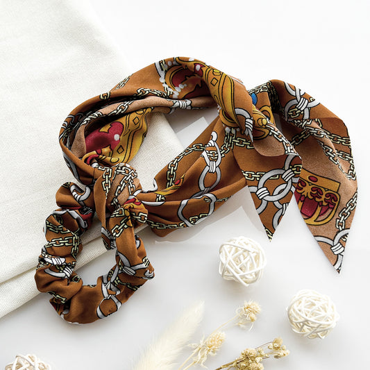 Chouchou Foulard Imprimé Marron - Collection Meredith