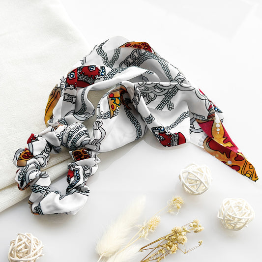 Chouchou Foulard Imprimé Blanc - Collection Meredith