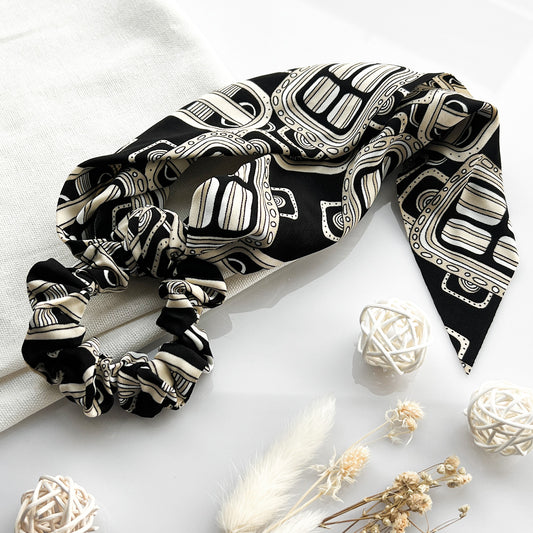 Chouchou Foulard Imprimé Graphique Beige - Collection Cassandra