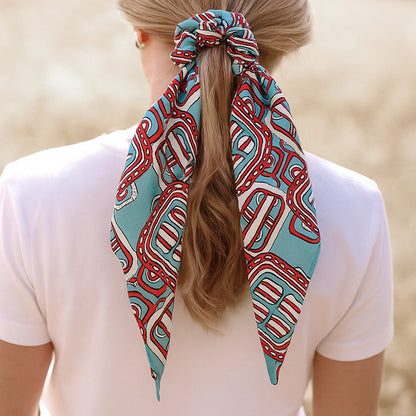 Chouchou Foulard Cordelia Imprimé Baroque Bleu Vert