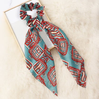 Chouchou Foulard Cordelia Imprimé Baroque Bleu Vert