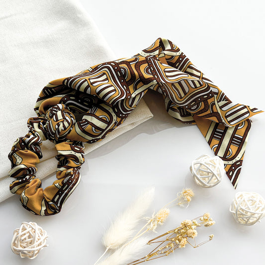 Chouchou Foulard Imprimé Graphique Jaune - Collection Cassandra