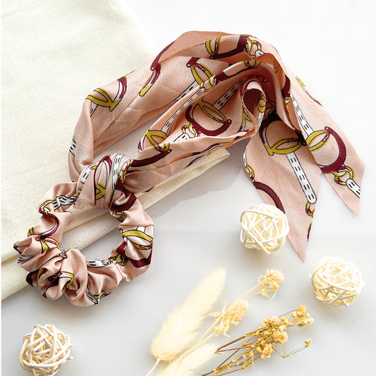 Chouchou Foulard Imprimé Baroque Rose - Collection Cordelia