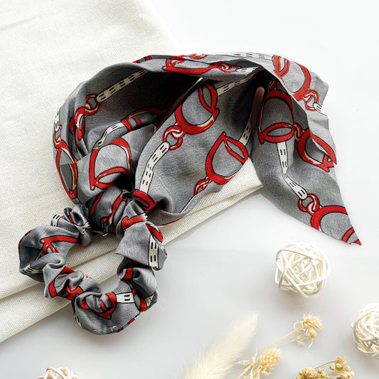 Chouchou Foulard Imprimé Baroque Gris - Collection Cordelia
