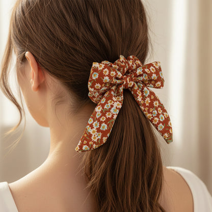 Chouchou Foulard Magnolia Fleuri Orange