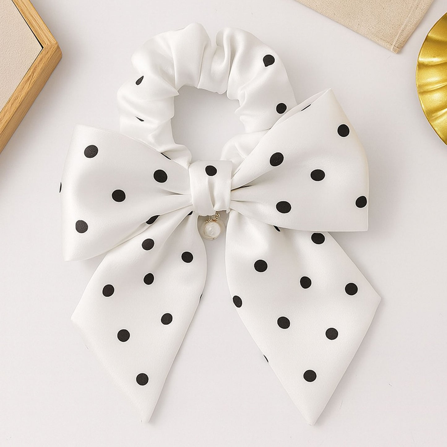 Chouchou Foulard Maylea à Noeud Blanc à Pois