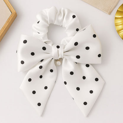 Chouchou Foulard Maylea à Noeud Blanc à Pois