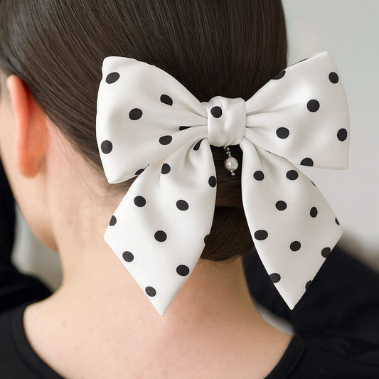 Chouchou Foulard Maylea à Noeud Blanc à Pois