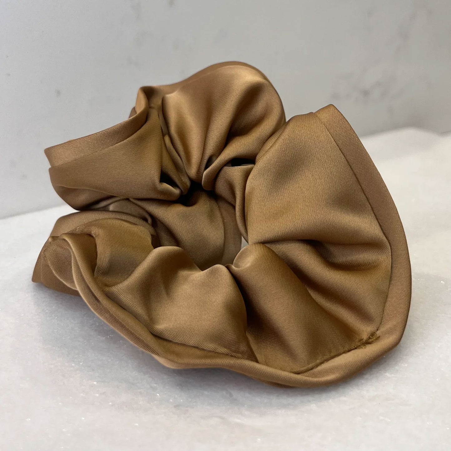 Chouchou en Soie Marron Doré - Collection Elégance