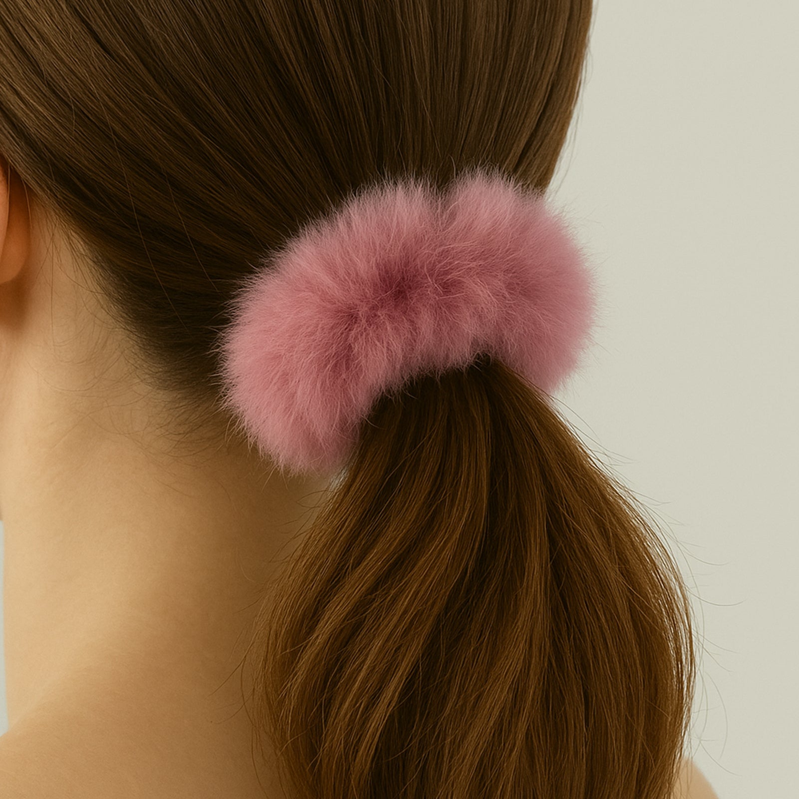 Chouchou Effet Fourrure Fluffy Rose