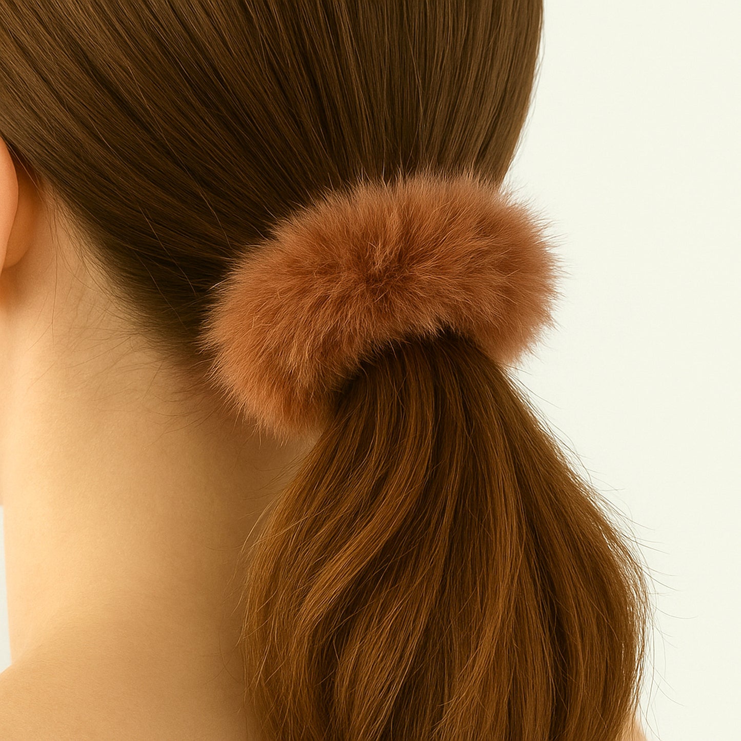 Chouchou Effet Fourrure Fluffy Café