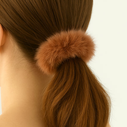 Chouchou Effet Fourrure Fluffy Café