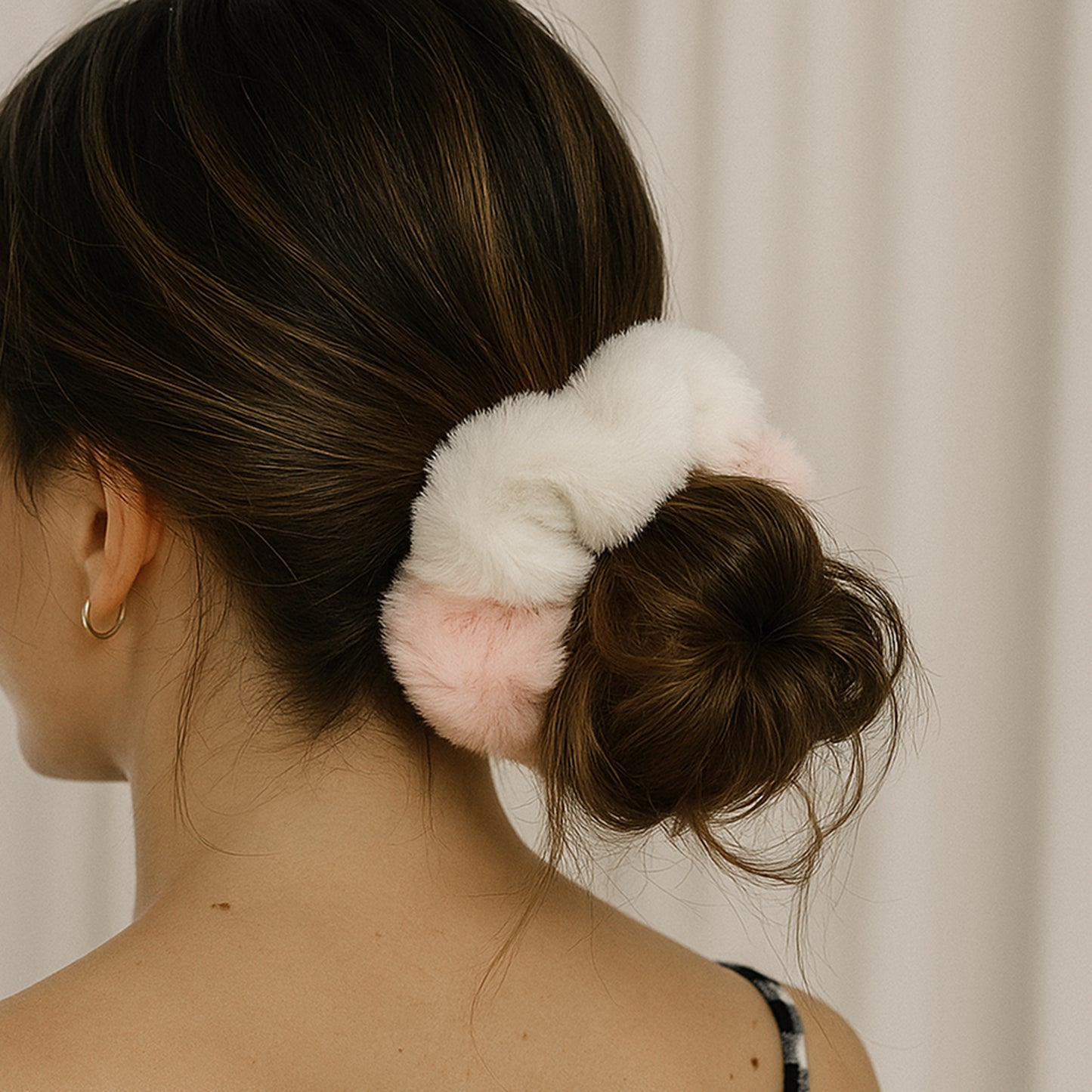 Chouchou Minky Fluffy Duo Rose & Blanc