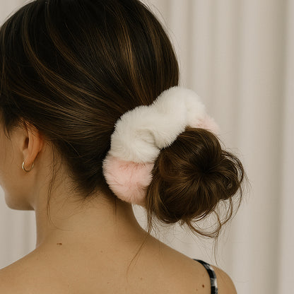 Chouchou Minky Fluffy Duo Rose & Blanc