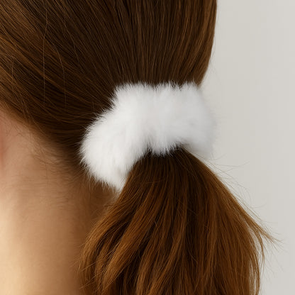 Chouchou Fourrure Duveteuse Blanc